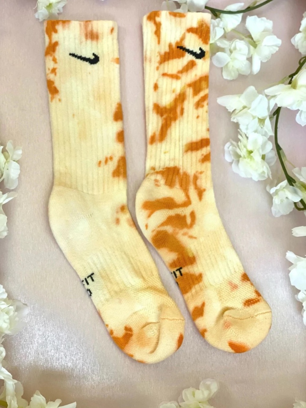Orange Creamsicle Tie Dye Crew Socks Youth Medium
